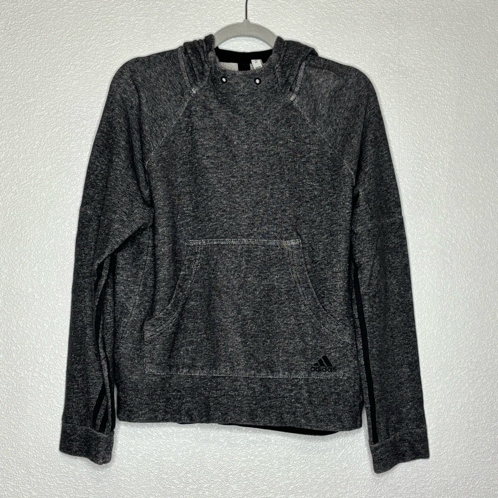 Adidas Men's Lg Heathered Gray Pullover Hoodie Athletic Casual Comfort Gym Fall